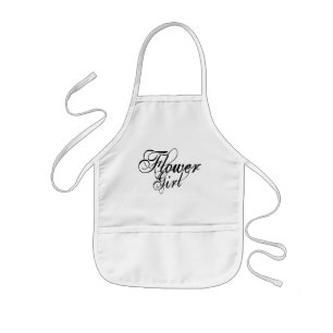 Naughy Grunge Script - Flower Girl Black Kids Apron