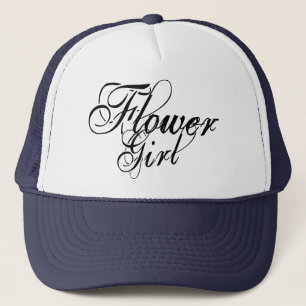 Naughy Grunge Script - Flower Girl Black Trucker Hat