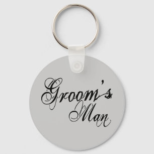 Naughy Grunge Script - Groom's Man Black Keychain