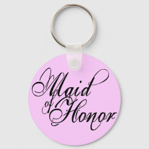 Naughy Grunge Script - Maid Of Honor Black Keychain
