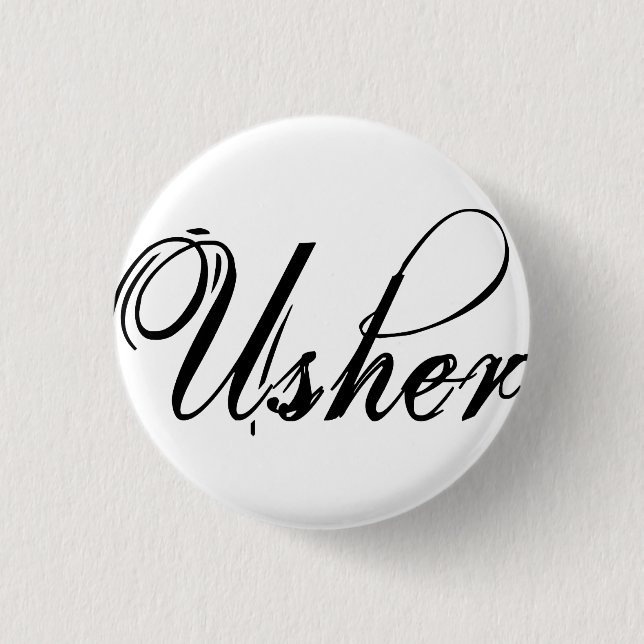 Naughy Grunge Script - Usher Black 1 Inch Round Button (Front)