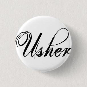 Naughy Grunge Script - Usher Black 1 Inch Round Button