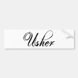 Naughy Grunge Script - Usher Black Bumper Sticker