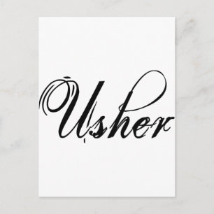 Naughy Grunge Script - Usher Black Postcard