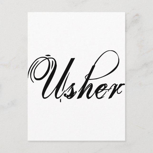 Naughy Grunge Script - Usher Black Postcard (Front)