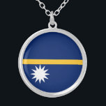Nauru Flag Silver Plated Necklace<br><div class="desc">Patriotic flag of Nauru.</div>