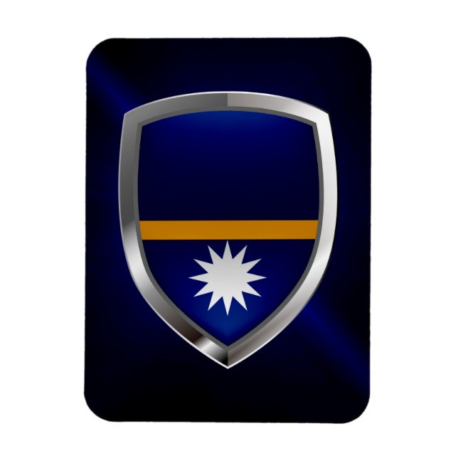 Nauru Metallic Emblem Magnet (Vertical)