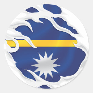 Nauru Ripped Flag Classic Round Sticker
