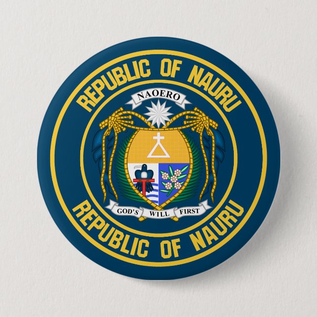 Nauru Round Emblem 3 Inch Round Button (Front)