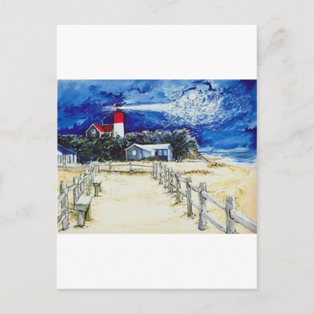 Nauset Light Conferring with the Moon Postcard (Front)