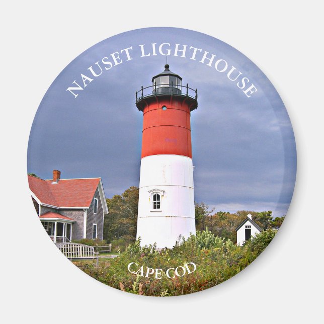 Nauset Lighthouse, Cape Cod MA Round Magnet (Front)