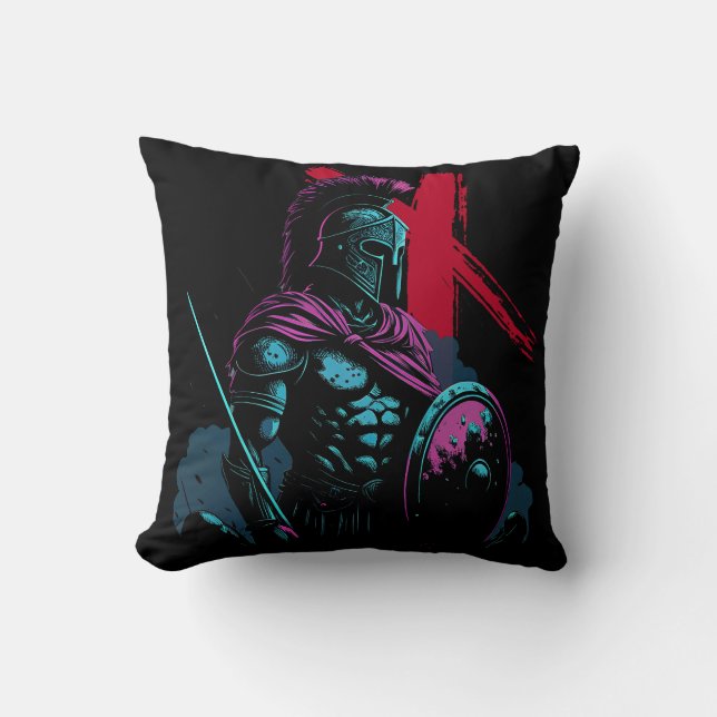 Nauthiz Spartan Warrior Throw Pillow (Front)