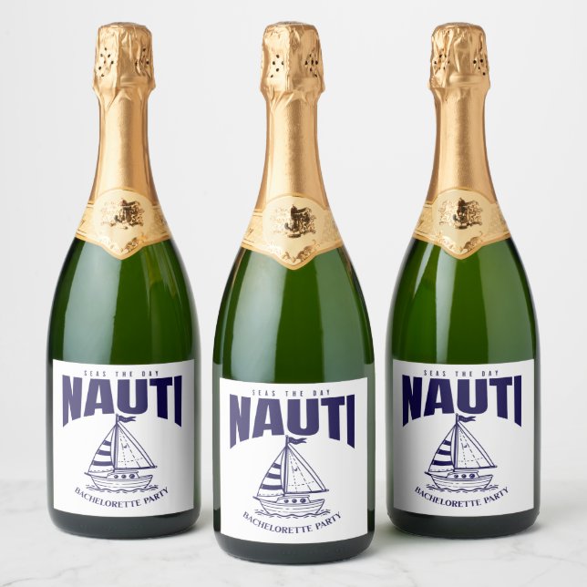 nauti bachelorette party last sail sparkling wine label (Bottles)