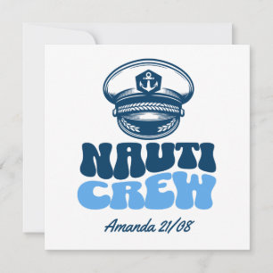 nauti crew retro blue invitation