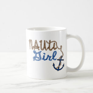 Nauti Girl Rope Knots and Anchor Coffee Mug