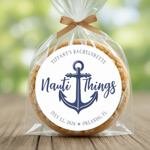 Nauti Things Before the Ring Anchor Bachelorette Classic Round Sticker
