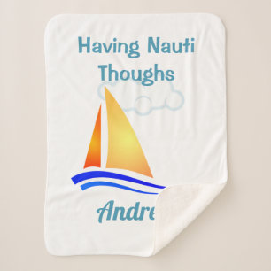 Nauti Thoughts Nautical Sailboat Sherpa Blanket