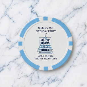 Nautical 21st Birthday Custom Poker Chip
