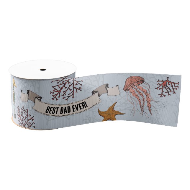 Nautical 3-Inch Fathers Day Personalized Pale Blue Grosgrain Ribbon (Spool)