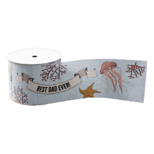 Nautical 3-Inch Fathers Day Personalized Pale Blue Grosgrain Ribbon