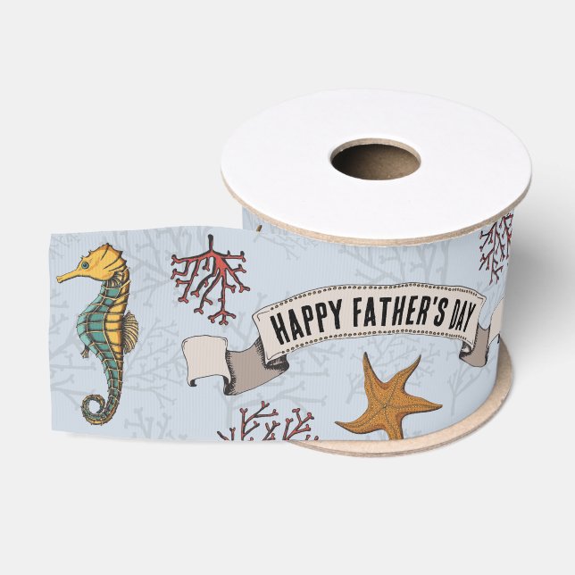 Nautical 3-Inch Fathers Day Personalized Pale Blue Grosgrain Ribbon (Spool)