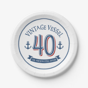 Nautical 40th Birthday Paper Plate