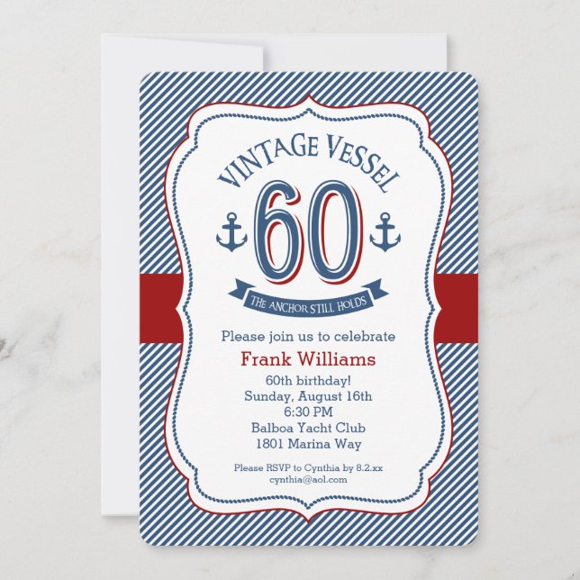 Nautical 60th Birthday Invitation (Front)