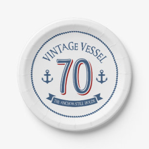Nautical 70th Birthday Paper Plate