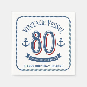 Nautical 80th Birthday Napkins