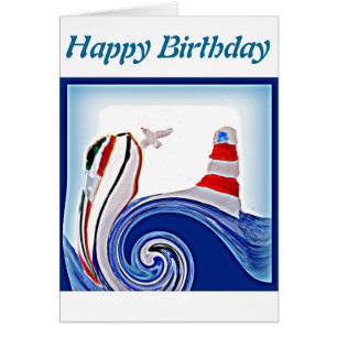 Nautical Abstract Lighthouse Boat Birthday