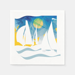 Nautical Abstract Sailing Design Napkin