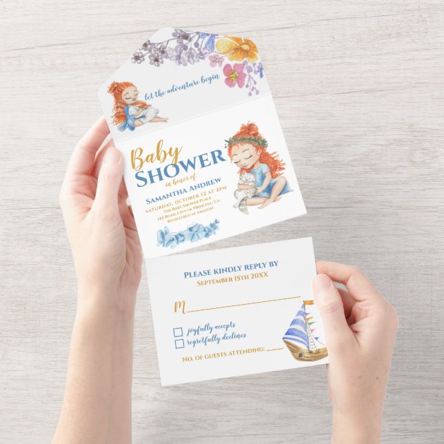Nautical Adventure Baby Shower All In One Invitation (Tearaway)