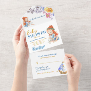 Nautical Adventure Baby Shower All In One Invitation