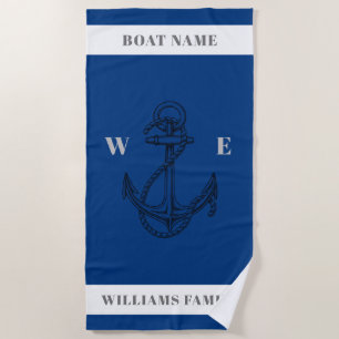 "Nautical Adventure" Personalized Name Anchor Beach Towel