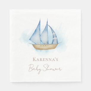 Nautical Adventure White Baby Shower Napkins