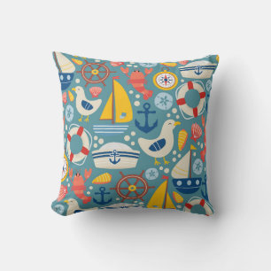 Nautical Adventures Pattern Throw Pillow