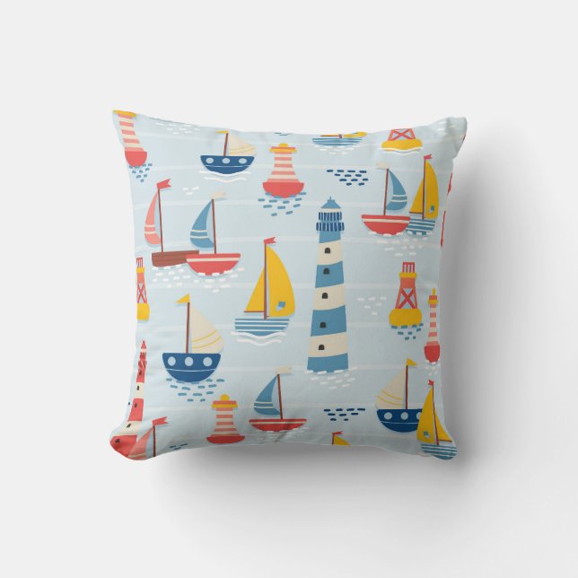 Nautical Adventures Throw Pillow (Front)