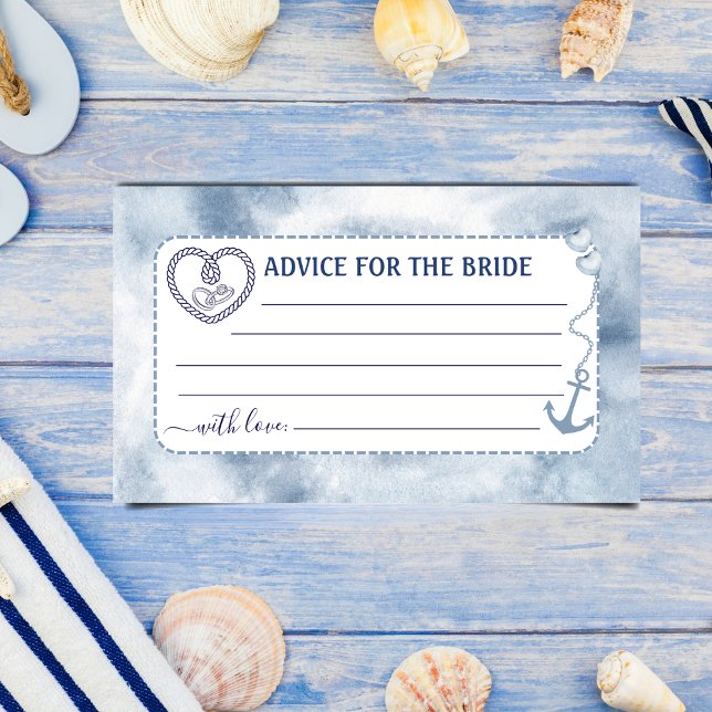 Nautical Advice for The Bride Bridal Shower Anchor Enclosure Card (Nautical Advice for The Bride Bridal Shower Anchor Card destination wedding tropical sea beach theme)