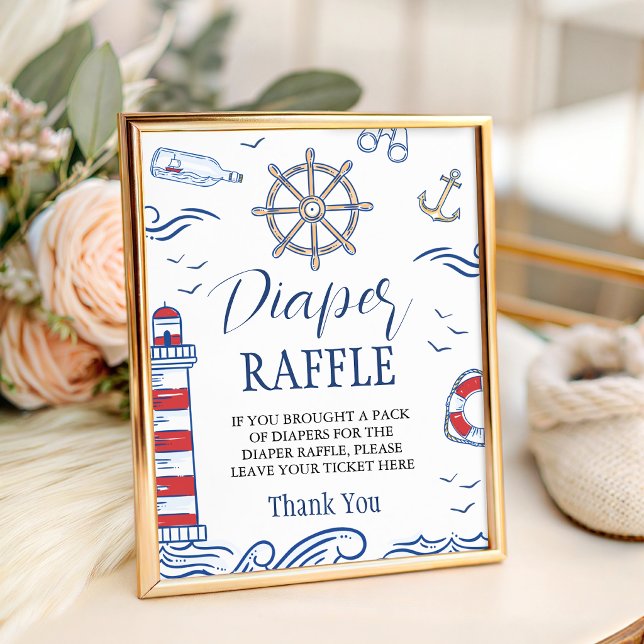 Nautical Ahoy Diaper Raffle Table Sign 8x10 (Creator Uploaded)