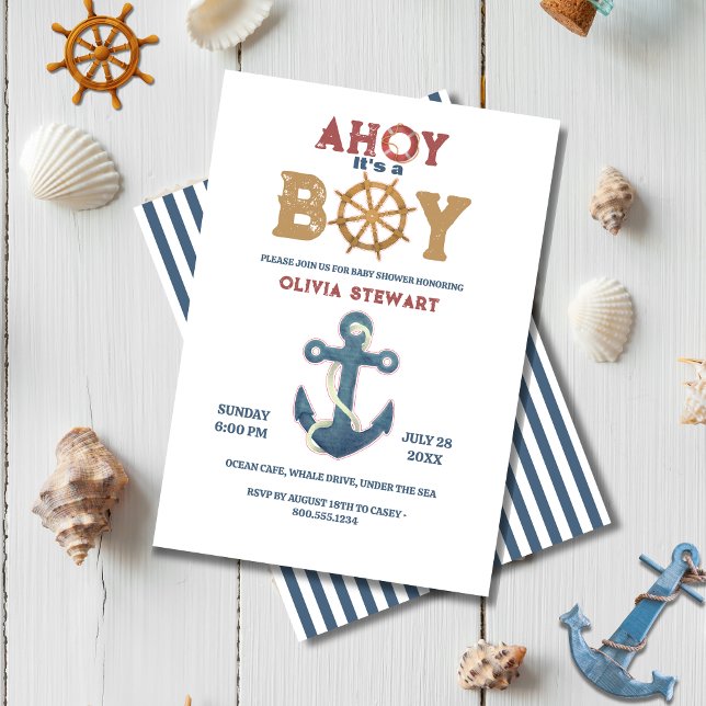 Nautical Ahoy est un garçon Baby shower Invitation (Créateur téléchargé)