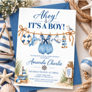 Nautical Ahoy It’s a Boy Baby Shower Invitation
