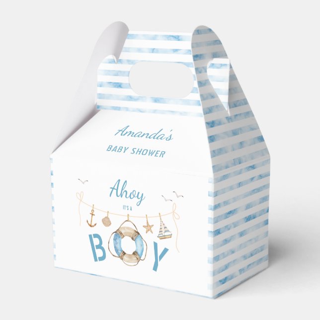 Nautical Ahoy It's a Boy Baby Shower Favor Box (Front Side)