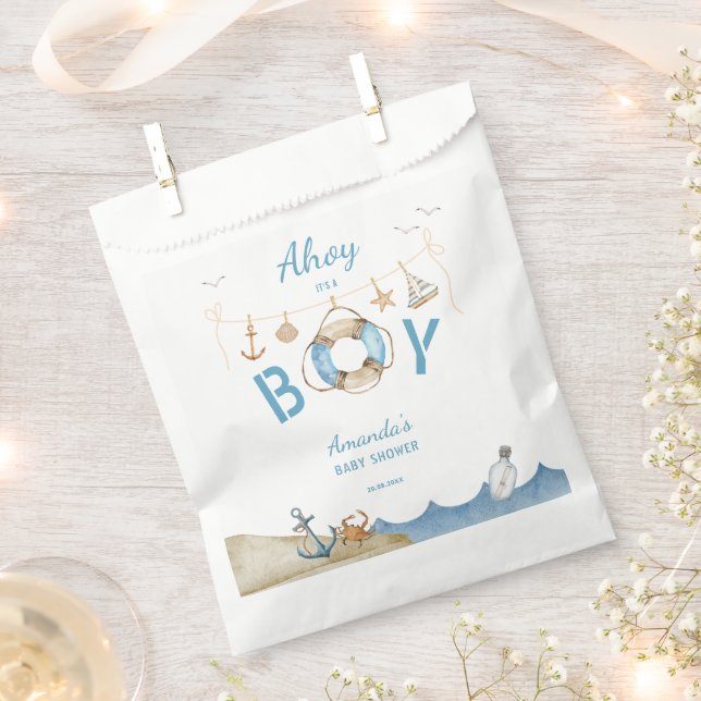 Nautical Ahoy It's a Boy Baby Shower Favour Bag (Clipped)