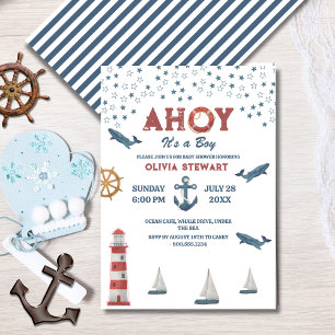 Nautical Ahoy its a boy Baby shower Invitation