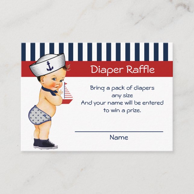 Nautical Ahoy It's a Boy Diaper Raffle Insert (Front)