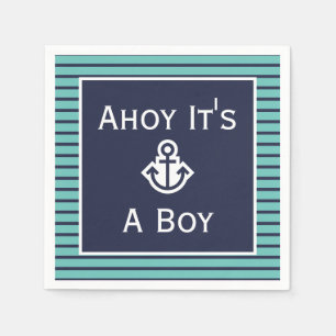 Nautical Ahoy It's A Boy Striped Napkins