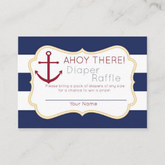 Nautical Ahoy There Diaper Raffle Ticket Enclosure Card