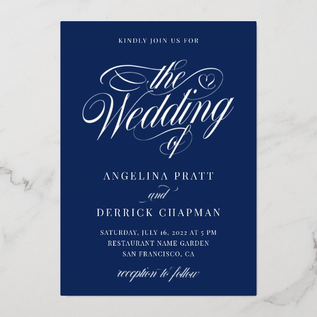 Nautical All in One  Wedding Calligraphy Silver  (Front)