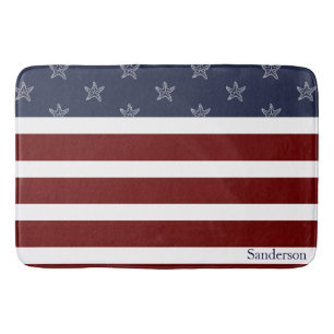 Nautical American Flag Red White Blue Starfish rug