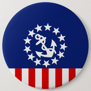 Nautical American Yacht Flag is at the Marina 6 Inch Round Button